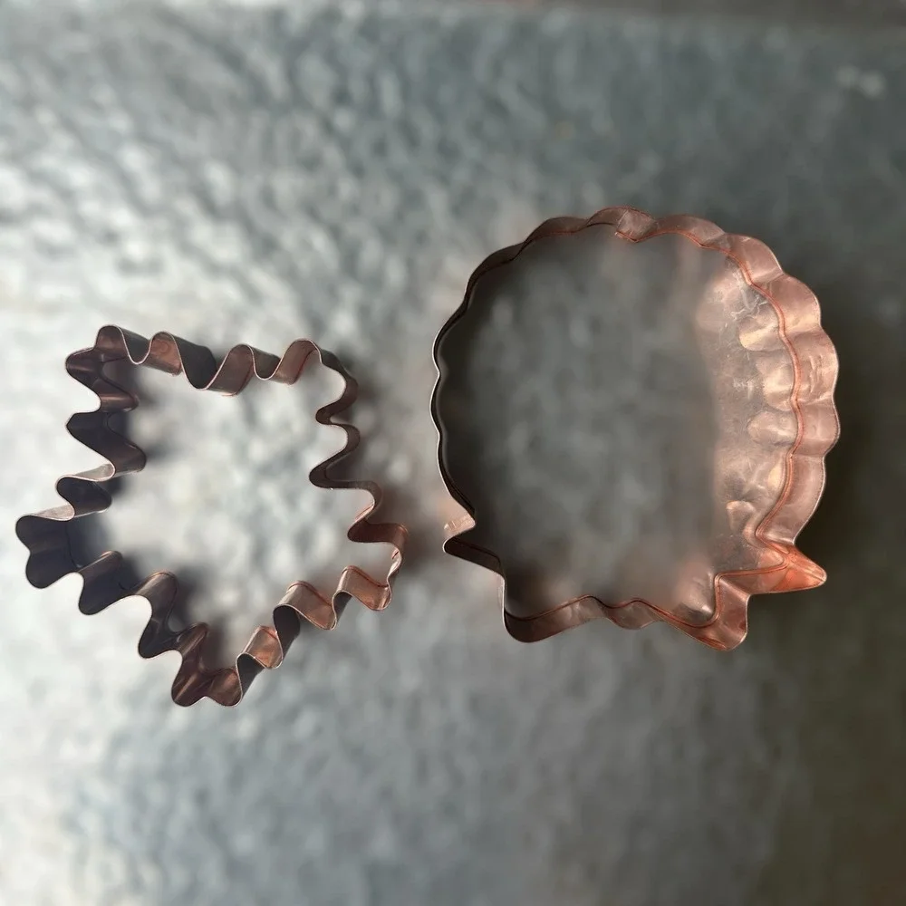 Braman Christmas Wreath and Snowflake Solid Copper Metal Cookie Cutters Lot Of 2